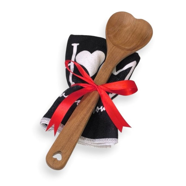 Σετ Δώρου Πετσέτα και Κουτάλα Καρδιά