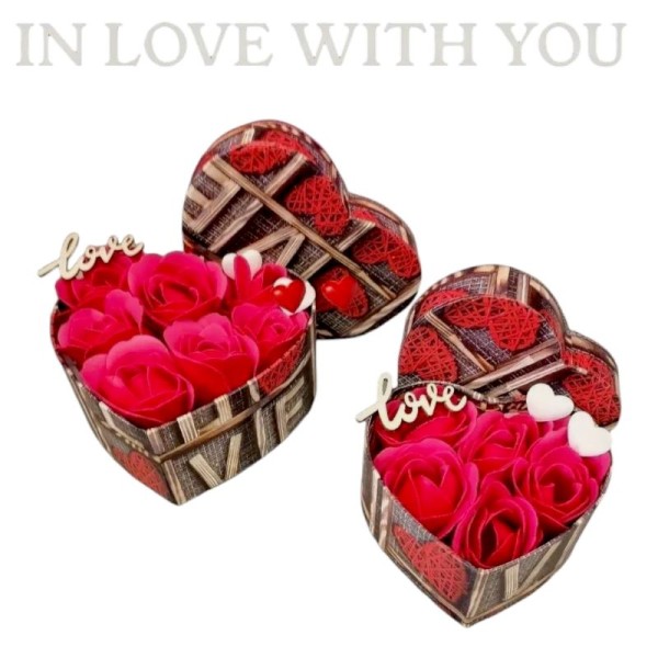 Κουτί Καρδιά με Σαπουνάκια Τριαντάφυλλα