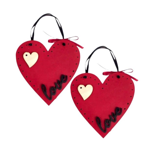 Κρεμαστή Ξύλινη Καρδιά Love