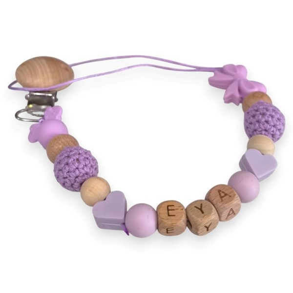 Κλιπ Πιπίλας Minnie με Όνομα, Πλεκτά στοιχεία και φιόγκο