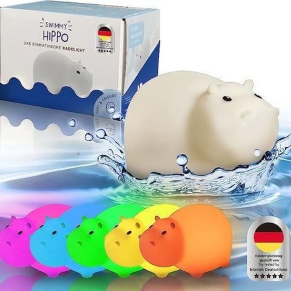 Mega Light Swimmy Hippo, Αδιάβροχο Φωτιστικό με Εναλλαγές Χρωμάτων
