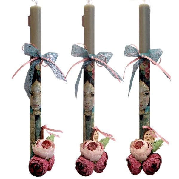 Λαμπάδα Κορίτσι με Παιώνιες