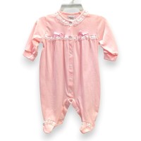 Βρεφικό Ολόσωμο Φορμάκι Ροζ με Δαντέλα