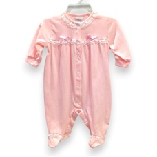 Βρεφικό Ολόσωμο Φορμάκι Ροζ με Δαντέλα