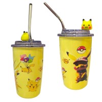 Θερμός Pokemon Pikachu με Μεταλλικό Καλαμάκι