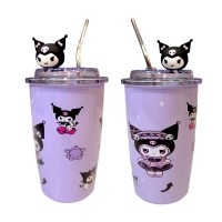 Θερμός Kuromi με Μεταλλικό Καλαμάκι
