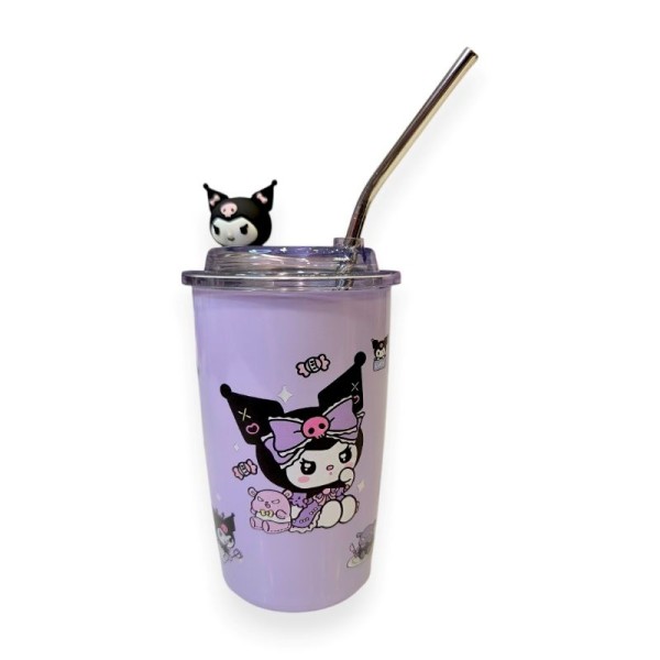 Θερμός Kuromi με Μεταλλικό Καλαμάκι