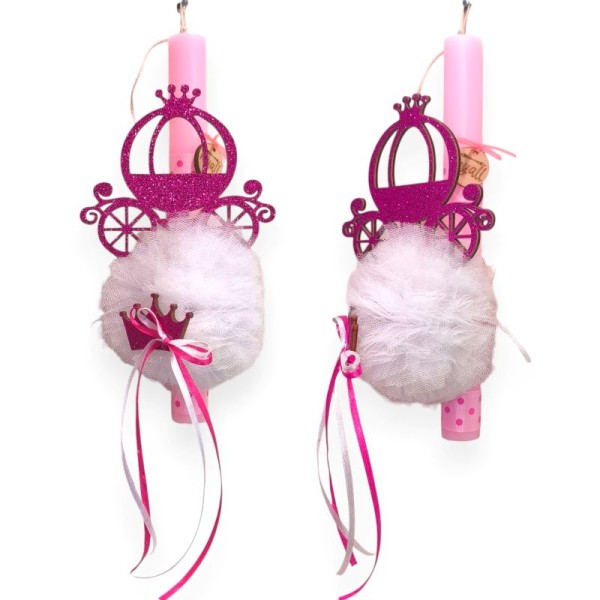 Παιδική Λαμπάδα με Glitter Άμαξα και Κορώνα