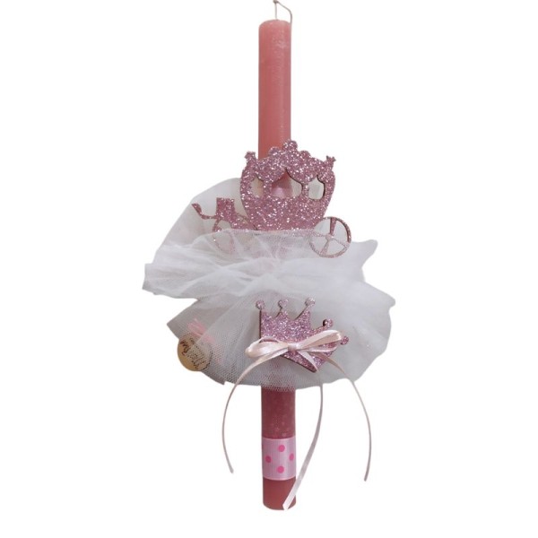 Παιδική Λαμπάδα με Glitter Άμαξα και Κορώνα