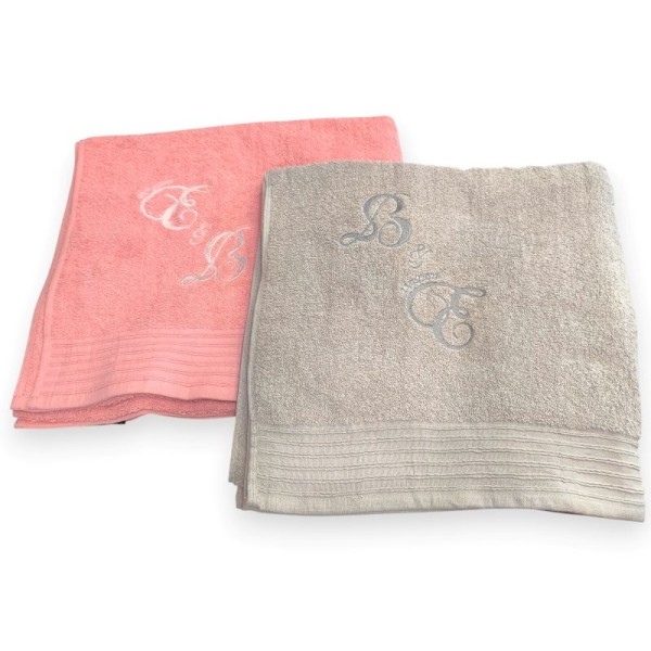 Σετ Πετσέτες με Κέντημα, Καλλιγραφικά Μονογράμματα Σύμβολο και Ημερομηνία