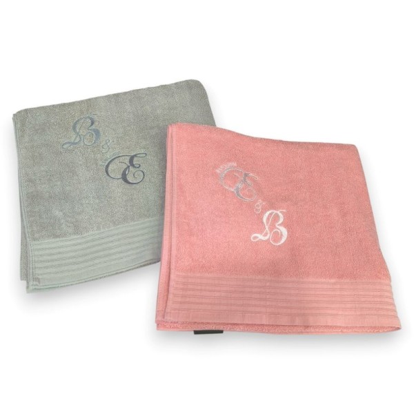 Σετ Πετσέτες με Κέντημα, Καλλιγραφικά Μονογράμματα Σύμβολο και Ημερομηνία