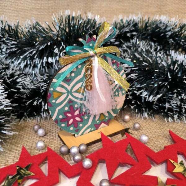 Επιτραπέζιο Γούρι, Ξύλινο Ντυμένο Ρόδι με Βάση