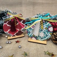 Επιτραπέζιο Γούρι, Ξύλινο Ντυμένο Ρόδι με Βάσ...