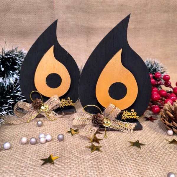 Γούρι Δάκρυ-Μάτι Ξύλινο σε Βάση