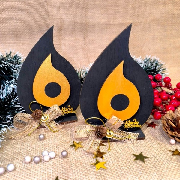 Γούρι Δάκρυ-Μάτι Ξύλινο σε Βάση