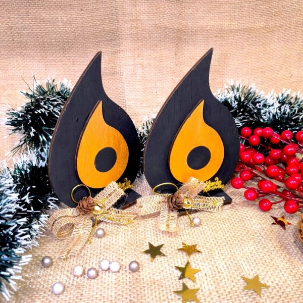 Γούρι Δάκρυ-Μάτι Ξύλινο σε Βάση