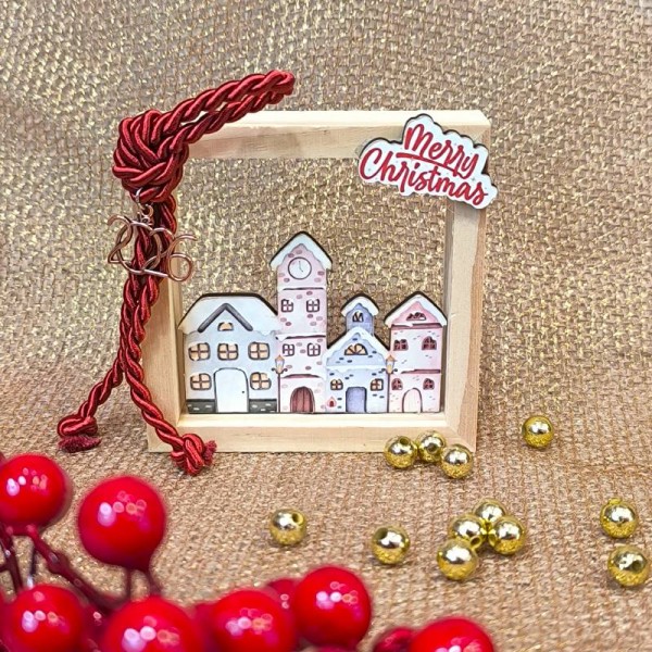 Γούρι Καδράκι με Σπιτάκια 