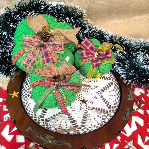 Χριστουγεννιάτικη Πλεκτή Κολοκύθα Πράσινη Χριστουγεννιάτικη Πλεκτή Κολοκύθα Πράσινη