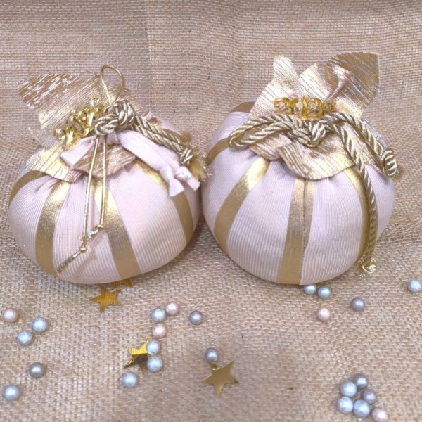 Exlusive Γούρι, Ροζ Κολοκύθα με Χρυσές Ρίγες