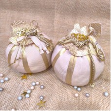 Exlusive Γούρι, Ροζ Κολοκύθα με Χρυσές Ρίγες